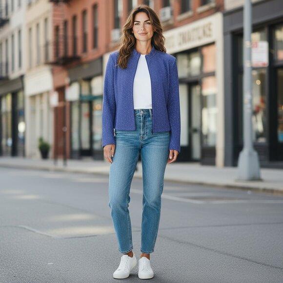 Alex Evenings Dressy Sparkle/Shimmer Statement Jacket Sz 18 Purple #222P - Picture 3 of 9